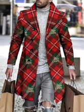Men's Fashionable Christmas Element Printed Woolen Coat