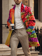 Men's Retro Casual Contrast Color Wool Coat