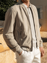 Men's Retro Solid Color Casual Open Pocket Zipper Stand Collar Jacket