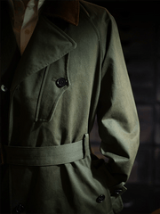 Men's Business Loose Fit Button Belt Casual Trench Coat