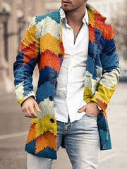 Men's Stylish Striped Single Breasted Stand Collar Coat