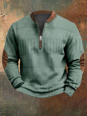 Men's Vintage Knit Print Zip-Up Sweatshirt