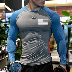 CROSS USA FALG QUICK DRY MOISTURE WICKING RAGLAN GRAPHIC LONG SLEEVE T-SHIRT