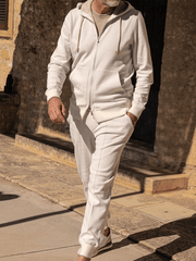 Men's Retro Solid Color Casual Open Pocket Hooded Sweatshirt