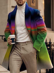 Men's Retro Casual Contrast Color Wool Coat