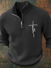 Men's Faith Geometric Zipper Stand Collar Sweater