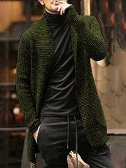 Men's Casual Solid Color Mid Length Sweater Cardigan