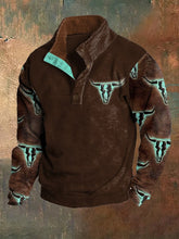 Men's Fleece Vintage Hunting Deer Stand Collar Sweatshirt