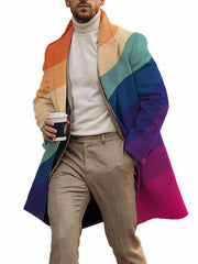 Men's Fashion Printed Casual Woolen Coat