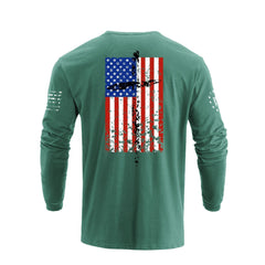 USA FLAG CROSS GRAPHIC LONG SLEEVE T-SHIRT