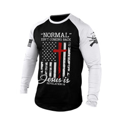 NORMAL USA FLAG CROSS 100% COTTON RAGLAN GRAPHIC LONG SLEEVE T-SHIRT