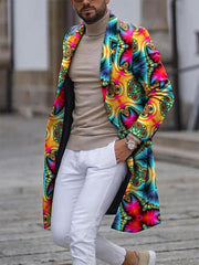 Men's Retro Casual Contrast Color Wool Coat