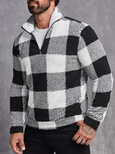 Men's Casual Plaid Zip-Up Sweatshirt