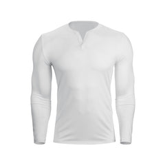 ESSENTIALS BUTTON V-NECK QUCIK DRY MOISTURE WICKING LONG SLEEVE HENLEY SHIRT