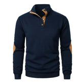 Men's Stand Collar Colorblock Casual Jacquard Sweatshirt