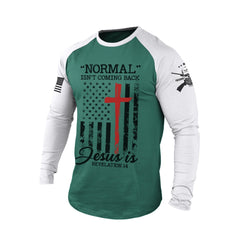 NORMAL USA FLAG CROSS 100% COTTON RAGLAN GRAPHIC LONG SLEEVE T-SHIRT
