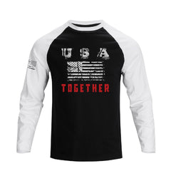 USA FLAG RAGLAN GRAPHIC LONG SLEEVE T-SHIRT