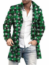 Men's Fashionable Christmas Element Printed Woolen Coat