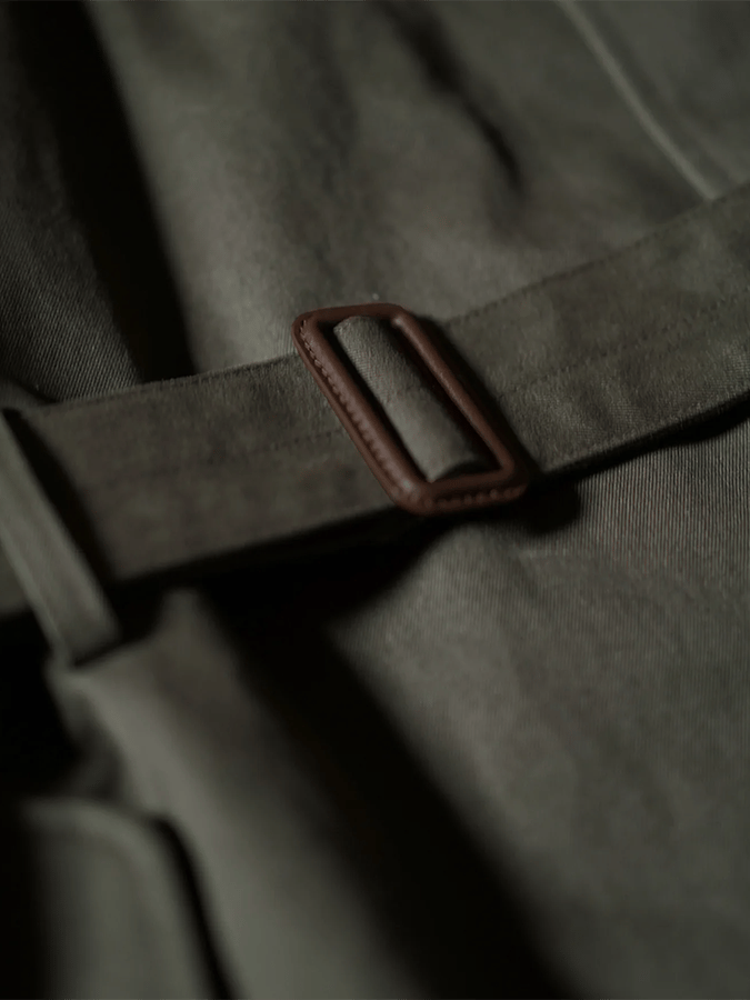 Men's Business Loose Fit Button Belt Casual Trench Coat