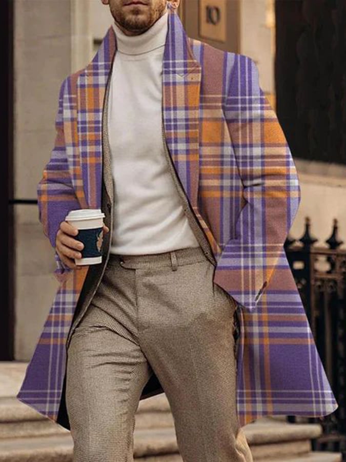 Men's Fashion Printed Casual Woolen Coat