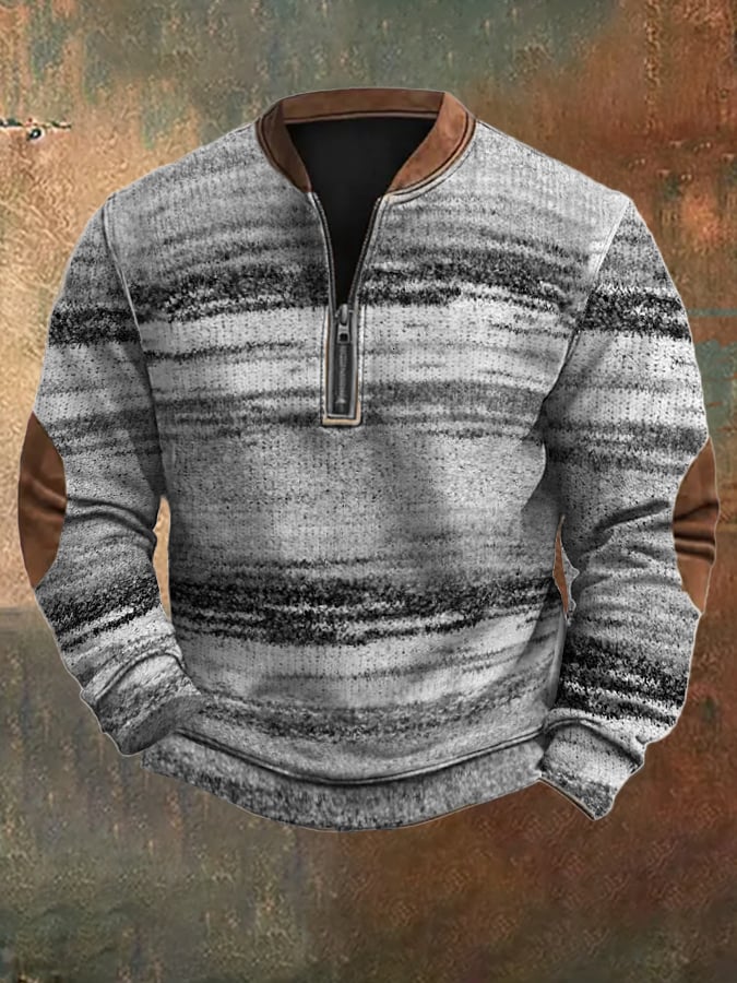 Men's Retro Casual Gradient Knitted Printed Sweatshirt