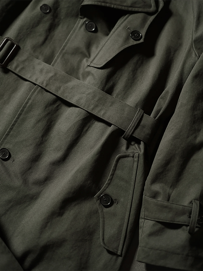 Men's Business Loose Fit Button Belt Casual Trench Coat