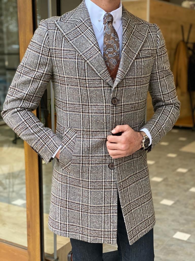 Men's Vintage Plaid Coat