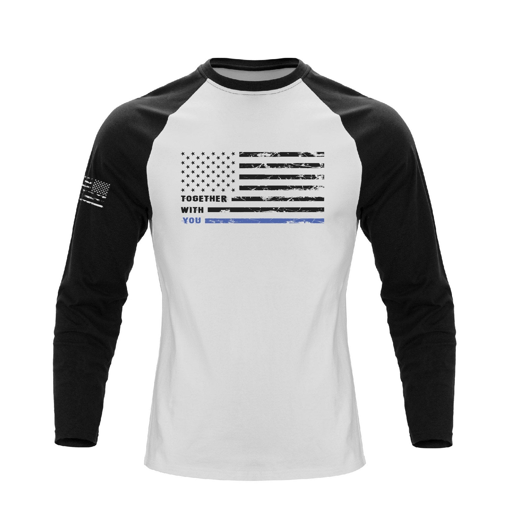 USA FLAG RAGLAN GRAPHIC LONG SLEEVE T-SHIRT