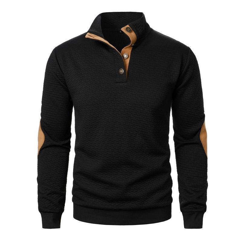 Men's Stand Collar Colorblock Casual Jacquard Sweatshirt