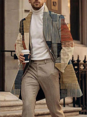 Men's Fashion Printed Casual Woolen Coat