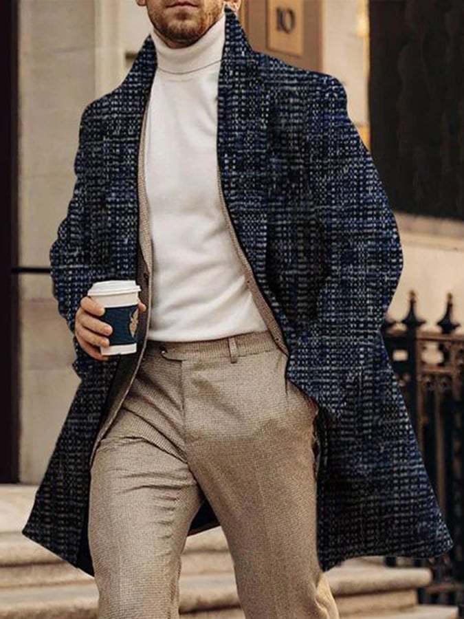 Men's Fashion Printed Casual Woolen Coat