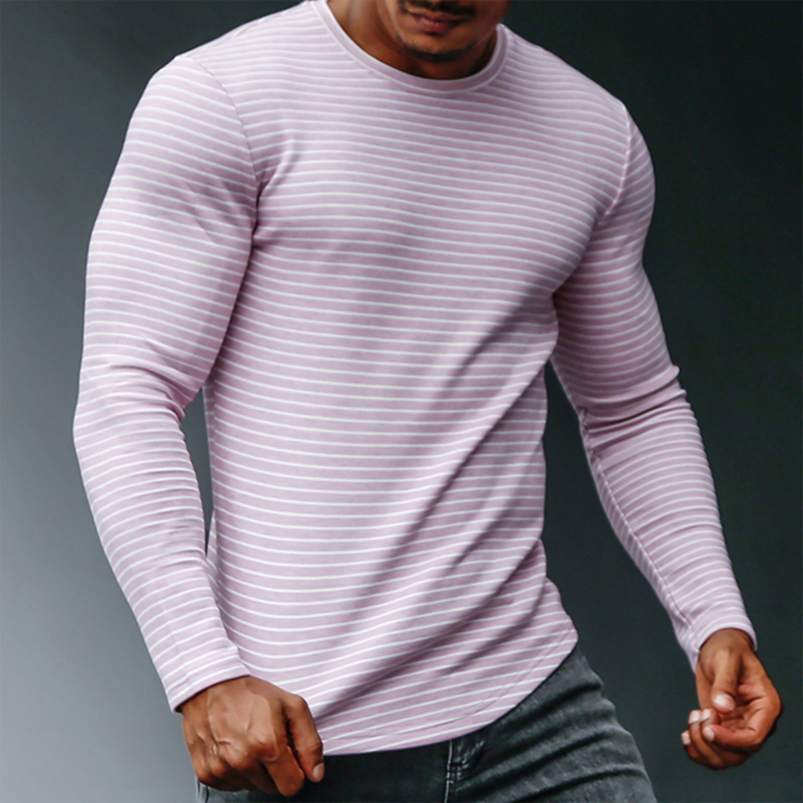 STRIPE 100% COTTON LONG SLEEVE T-SHIRT