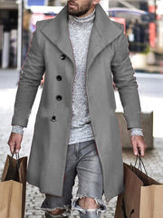 Men's Mid-length Large Lapel Buttoned Coat
