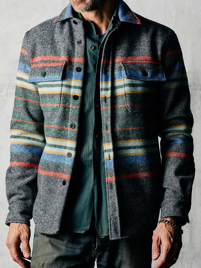 Men's Vintage Plaid Wool Jacket
