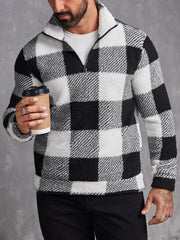 Men's Casual Plaid Zip-Up Sweatshirt