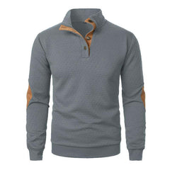 Men's Stand Collar Colorblock Casual Jacquard Sweatshirt