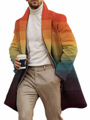 Men's Fashion Printed Casual Woolen Coat