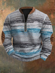 Men's Retro Casual Gradient Knitted Printed Sweatshirt