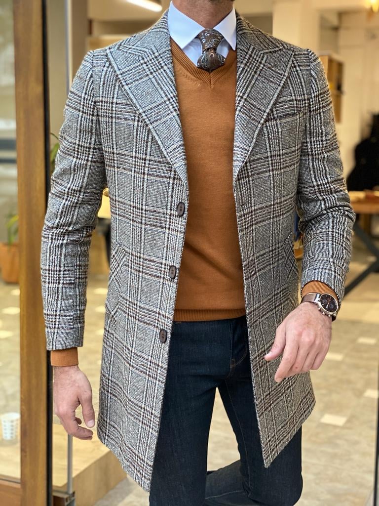 Men's Vintage Plaid Coat