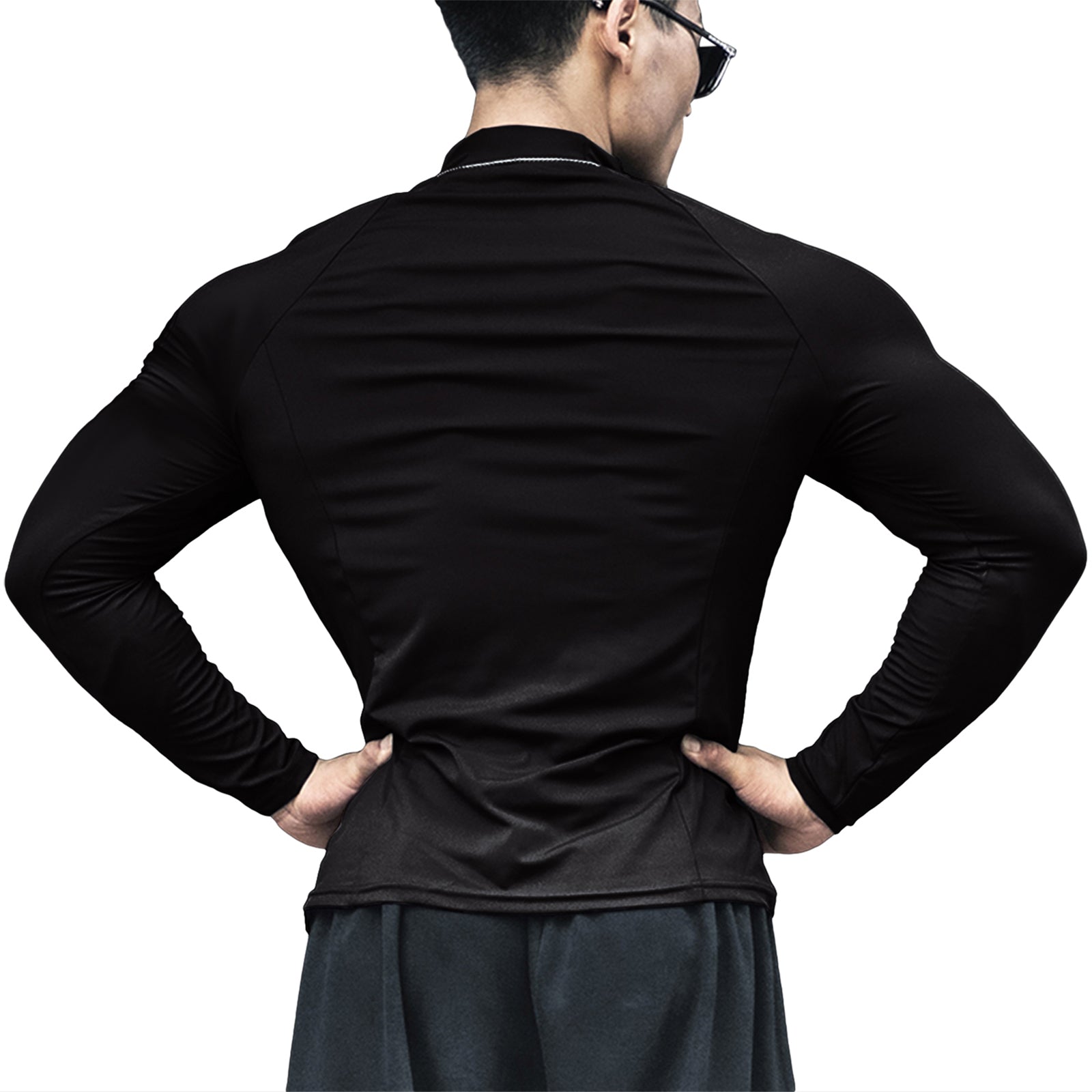 USA FLAG ACTIVE DRY-FIT MOISTURE WICKING ZIPPER HENLEY NECK RAGLAN GRAPHIC LONG SLEEVE T-SHIRT