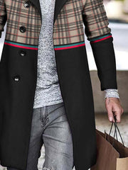 Men's Check Print Long Blazer