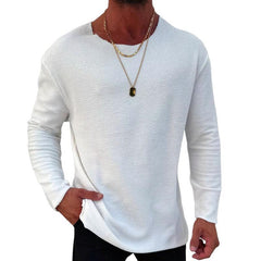 Men's Fashion Solid Color Round Neck Long Sleeve T-shirt
