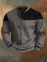 Men's Vintage Knit Print Zip-Up Sweatshirt