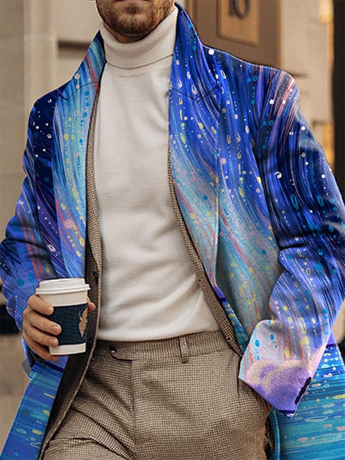 Men's Retro Casual Contrast Color Wool Coat