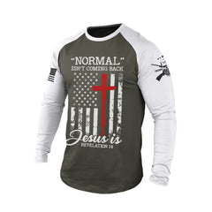 NORMAL USA FLAG CROSS 100% COTTON RAGLAN GRAPHIC LONG SLEEVE T-SHIRT