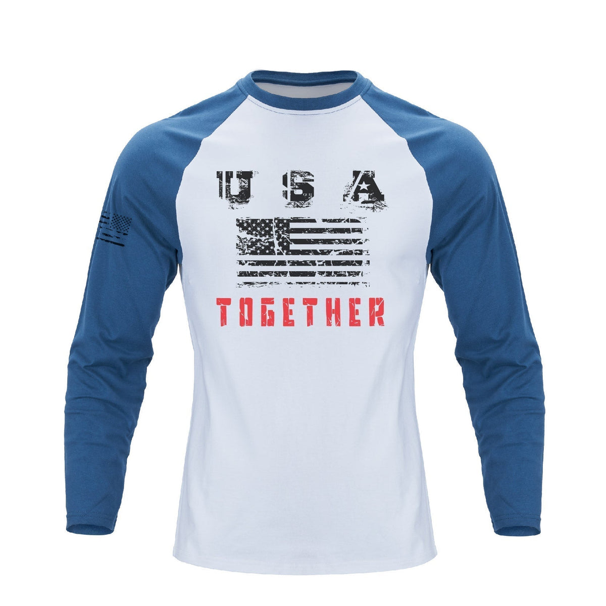 USA FLAG RAGLAN GRAPHIC LONG SLEEVE T-SHIRT