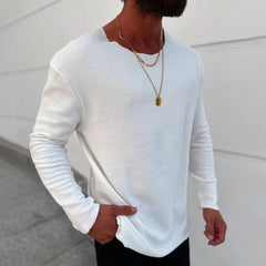 Men's Fashion Solid Color Round Neck Long Sleeve T-shirt