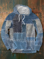 Men's Retro Check Print Casual Hoodie
