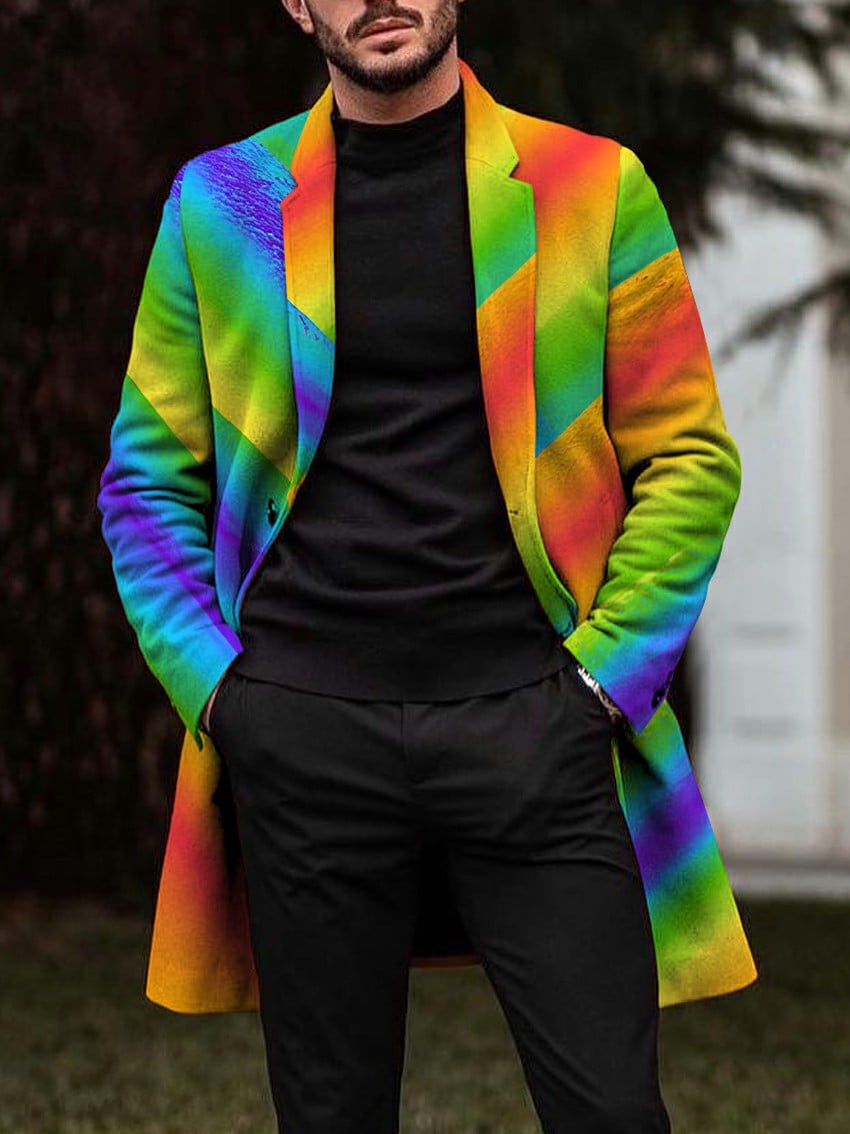 Men's Gradient Art Print Casual Cardigan Jacket