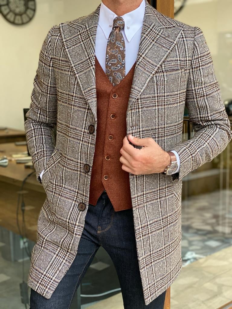 Men's Vintage Plaid Coat